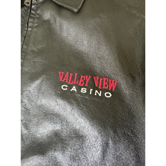 Vintage LAS VEGAS CASINO Valley View Leather Jacket 90s Men’s L Black - Picture 7 of 11